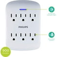 thumbnail image 2 of Philips 6-Outlet Extender Surge Protector, 4 Pack, Wall Tap, 900 Joules, 3-Prong, Space Saving Design, Protection, 2 of 5