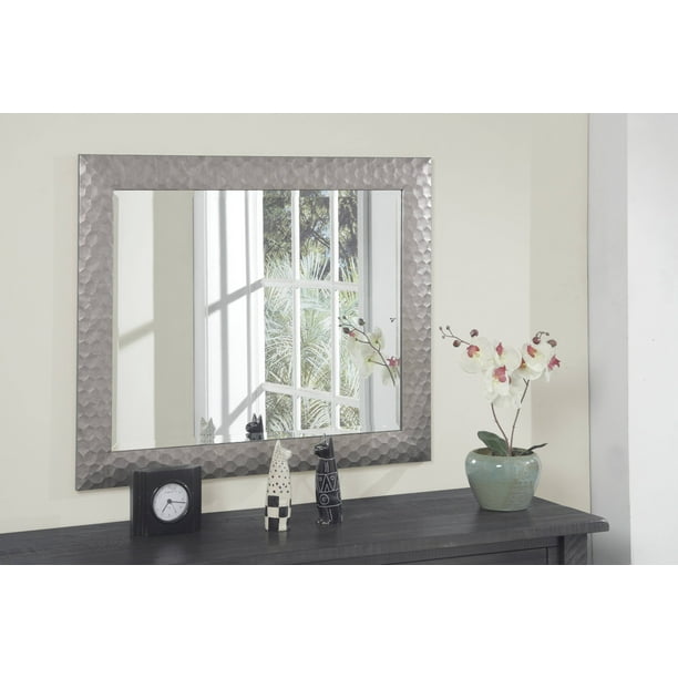 Glam 33.5" x 27.5" Wall Mirror, Metallic Pewter