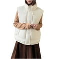 thumbnail image 5 of Htigea Womens Stand Collar Vest Fall Winter Sleeveless Jacket Zip Up Padded Vests Coats with Pockets White M, 5 of 8
