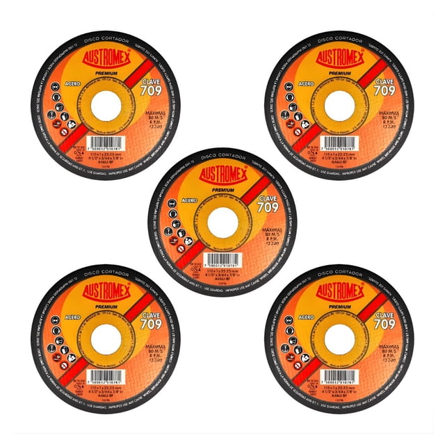 5pzs Disco Corte Metal Austromex 709 Abrasivo Delgado Naranja