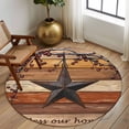 thumbnail image 2 of Round Area Rug 7 Ft, Texas Star Vintage Washable Non-Slip Circle Carpet for Living Room/Bedroom, Berry Burnt Orange Brown Wooden Low-Profile Large Runner Mat Collection Rugs for Indoor, 2 of 8