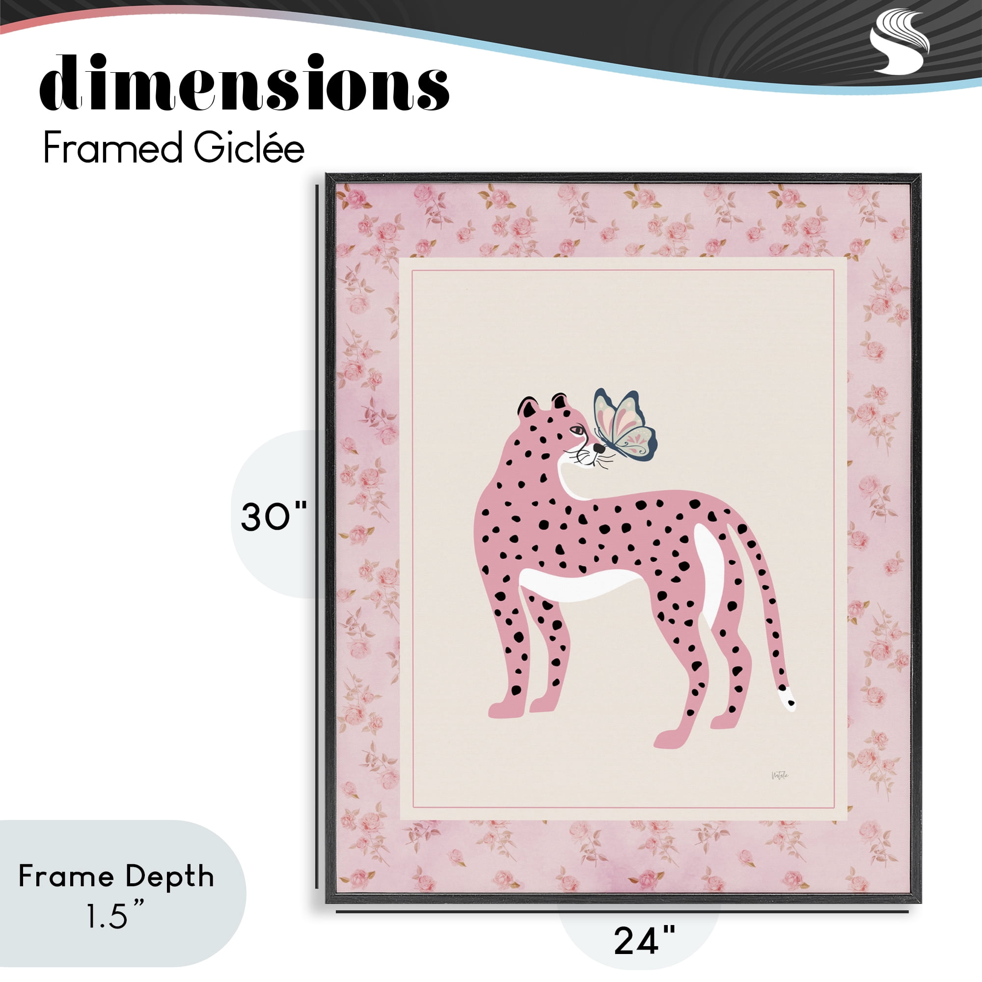 Stupell Industries Cheetah & Butterfly Friendship Black Framed Giclee Art, design by Natalie Carpentieri