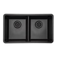 thumbnail image 2 of 32" x 19" Quartz Kitchen Sink, 50/50 Double Bowl Kitchen Sinks, Drop-in Sink, Undermount Sink, Galaxy Black Kitchen Sink, Double Sink Kitchen, Grids, Strainer and Flange, Lexicon Platinum LP-5050-K, 2 of 10