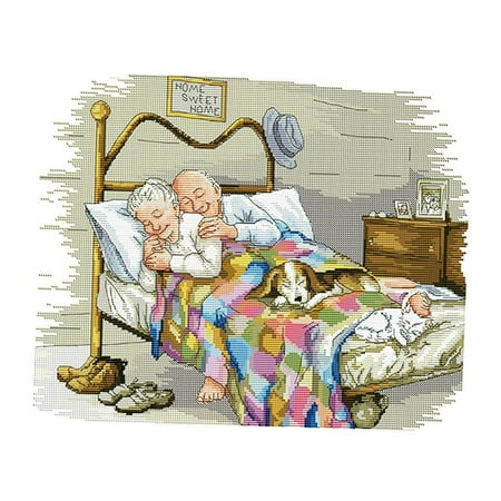 Counted stitch set- Stitch Pattern The Old Married Couple with 14CT Pre-Printed Fabric -Stitch Hand Embroidery Art Crafts Sewing