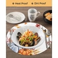 thumbnail image 3 of 15 Inch Round Placemats Set of 4, Thanksgiving Fall Non Slip Heat Insulation PP Table Mats, Orange Blue Pumpkin Maple Leaf Washable Place Mats for Kitchen Dining Party Table Decor, 3 of 7