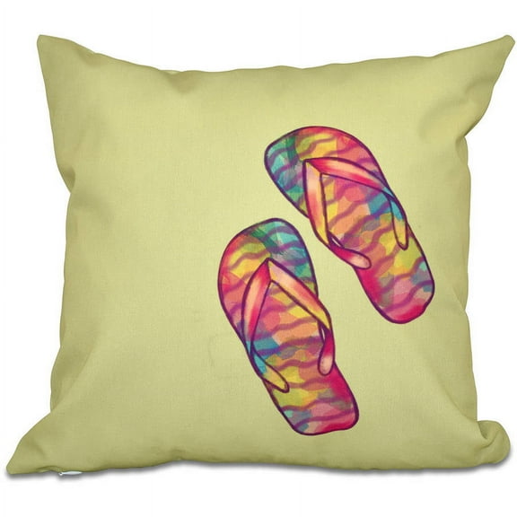 Simply Daisy 16" x 16" Rainbow Flip Flops Geometric Print Pillow