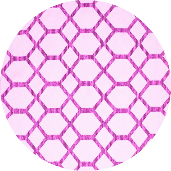 Ahgly Company Indoor Round Trellis Pink Contemporary Area Rugs, 6' Round