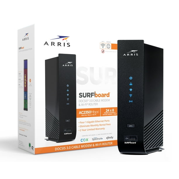 Arris Surfboard 24x8 Docsis 3 0 Cable Modem Ac2350 Dual Band Wifi Router Sbg7400ac2 Walmart Com Walmart Com