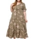 thumbnail image 4 of Vestido Corto de Verano con Cuello en V de Manga Corta Impreso, Vestido de Moda Casual para Mujeres, 4 of 6