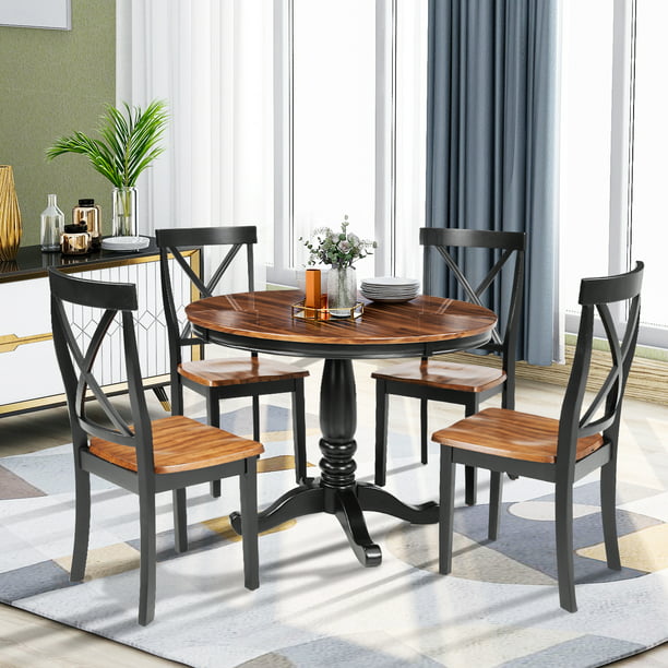 Round Dining Table Set With 4 Chairs, Small Round Kitchen Table With 4 Chairs