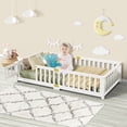 thumbnail image 1 of Slsy Lit de Sol pour Tout-Petits, Lit Montessori pour Tout-Petits avec Garde-Corps de Sécurité, Cadre de Lit de Sol pour Enfants Garçons Filles (Simple-Blanc), 1 of 9