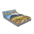 thumbnail image 2 of Ambesonne Nature Fitted Sheet & Pillow Sham Set, Canyon Cloudy Cliff, Queen, Brown Green Blue, 2 of 2