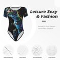 thumbnail image 4 of Salouo colorful flames dinosaur for Women's Short Sleeve Bodysuit,Sexy Bodysuits One Piece Round Neck Bodysuit Shapewear Tummy Control-XX-Large, 4 of 7