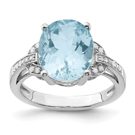 Auriga 925 Sterling Silver Sky Blue Topaz and Diamond Engagement Ring Size 7 for Women