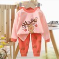 thumbnail image 2 of TOWED22 Infant Kids Girl Fall Winter Clothing Outfits Long Sleeve Crewneck Top and Relaxed Pants Set Cute Print Clothes 2 Piece(Watermelon Red,6-12 M), 2 of 6
