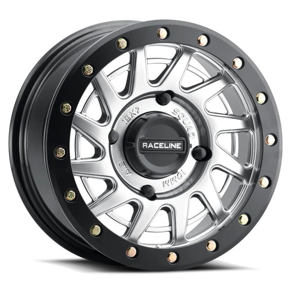 Raceline A12SB-57056 10 Squad Beadlock Wheel - 15x7 - 5 2 - 4/156 - Hyper Silver/Black