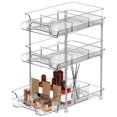 thumbnail image 1 of Organizador extraíble transparente de 3 niveles con 3 compartimentos de almacenamiento, contenedor de almacenamiento deslizable de múltiples capas, para baño y cocina, 1 of 6