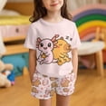 thumbnail image 2 of chaqlin Girls' 2 Piece Loungewear Axolotl Capybara Print Outfits Cute Top and Shorts for Kids Toddler Summer Short Sleeve Cami T-Shirt and Solid Color Shorts with Side Pockets, 2 of 5