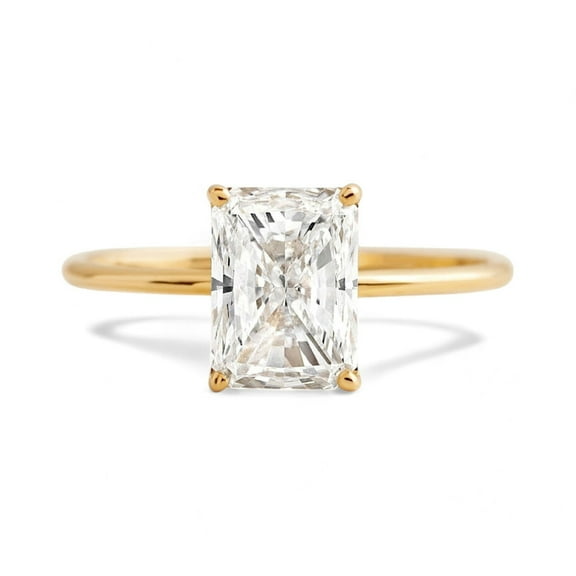 LATELIERDBIJOUX 1.75 Ct Radiant Cut Moissanite Engagement Ring / Solitaire Women's Jewelry / Cuistomized Gift for love / Delicate Yellow Gold Plated Silver