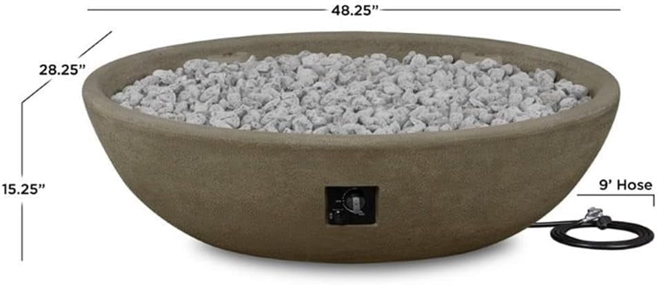 Real Flame Riverside 48" Oval Concrete Propane Fire Pit in Glacier Gray