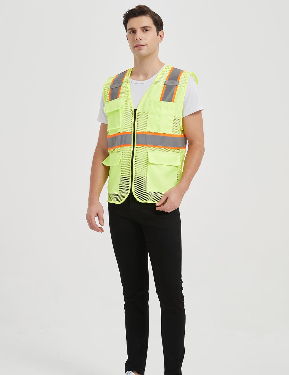 Toptie US Size Big High Visibility Mesh Safety Vest with Pockets Soft Breathable