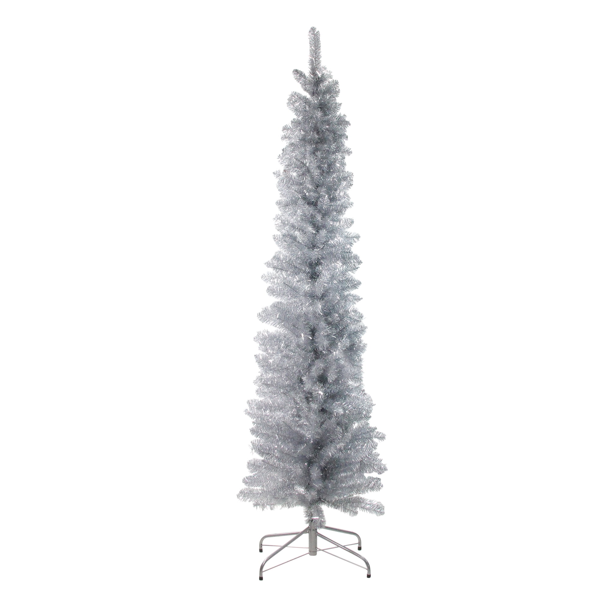 Northlight 6' Unlit Artificial Christmas Tree Pencil Silver Tinsel