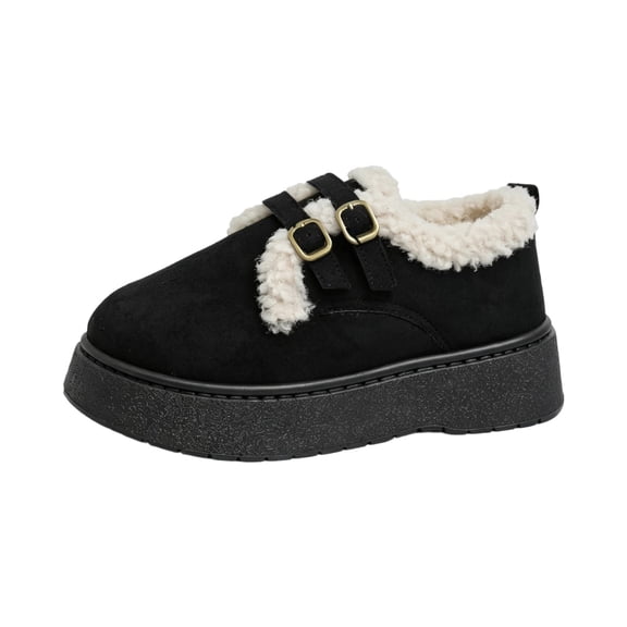 A-34 Black Womens Winter Snow Boots Warm Round Toe Thick Sole Slip On Casual Outdoor Shoes For Ladies