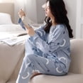 thumbnail image 4 of HSHMT Women's Pajama Sets Long Sleeve Comfortable Soft Breathable Autumn/Winter Round Neck Cute Printed Loose Home Casual Sleeper Set Lounge Sets for Women, 4 of 7