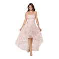 thumbnail image 3 of XSCAPE Womens Pink Embellished Sheer Floral Spaghetti Strap Sweetheart Neckline Maxi Formal Hi-Lo Dress 4, 3 of 5