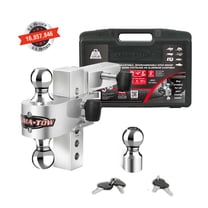 Uriah Products Aluma-Tow Patented Adjustable Hitch Mount - 2-in Receiver, 3 Chrome Balls, 12000 lbs GTWR, Locking Pins & Carry Case