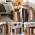 thumbnail image 5 of Round Area Rug 6 Ft, Brown Black Stripes Washable Non-Slip Circle Carpet for Living Room/Bedroom, Farmhouse Vintage Abstract Lines Low-Profile Indoor Mats Collection Rugs for Residential, 5 of 7