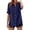 Navy, variant on Women's Plus Size Cotton Linen Shirt, 3/4 Sleeve Button Down Blouse, Loose Fit Breathable Casual Top for Work, Daily Wear and Versatile Outfits JN L