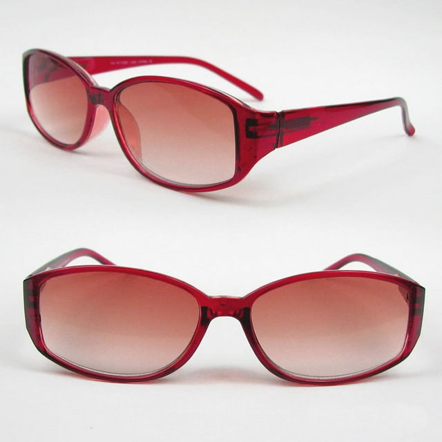 Lunettes de Soleil Classiques à Lentille Pleine, Charnières à Ressort, Ovales pour Lecture - Rouge (+2,25)