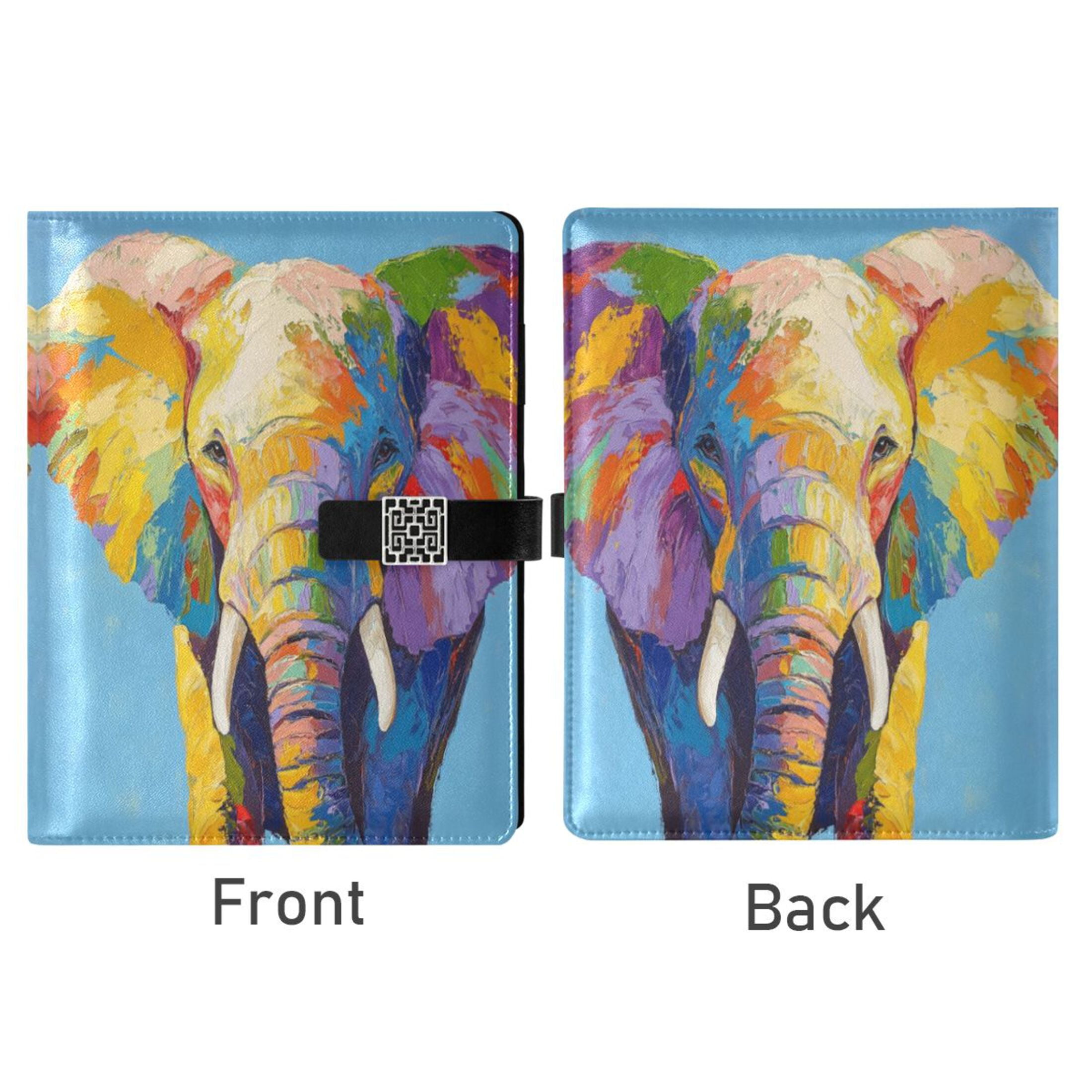 Leather Planner Leather Notebook Notebook Journal Binder Design Pen Pocket Design Convenient for Storage Rainbow Elephant Pattern