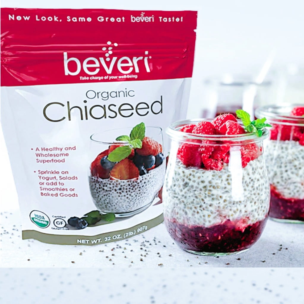 Beveri Chia Seed, Organic Superfood, High in Omega 3, Dietary Fiber and Protein, 2/32oz