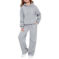 thumbnail image 4 of LIIPEE Autumn Winter Outfit Sets For Girls Solid Color Long Sleeve Pullover Hoodies And Sweatpants 2 Piece Set Kids Casual Comfortable Cute Outfits,6-7 Years, 4 of 9