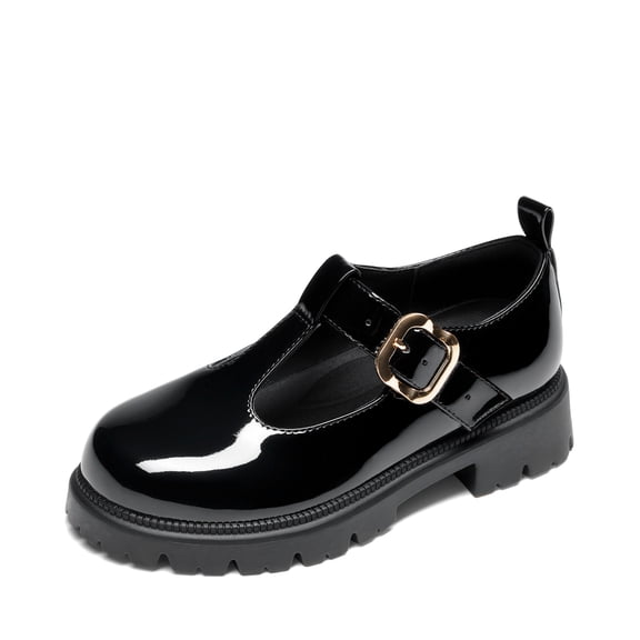 DREAM PAIRS Girls Mary Jane Shoes, Platform School Uniform Dress Shoes with Adjustable Buckle Strap, Chunky Sole T-Strap Casual Flats