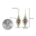 thumbnail image 6 of Tribal Leaf Turquoise and Coral .925 Silver Earrings, 6 of 7