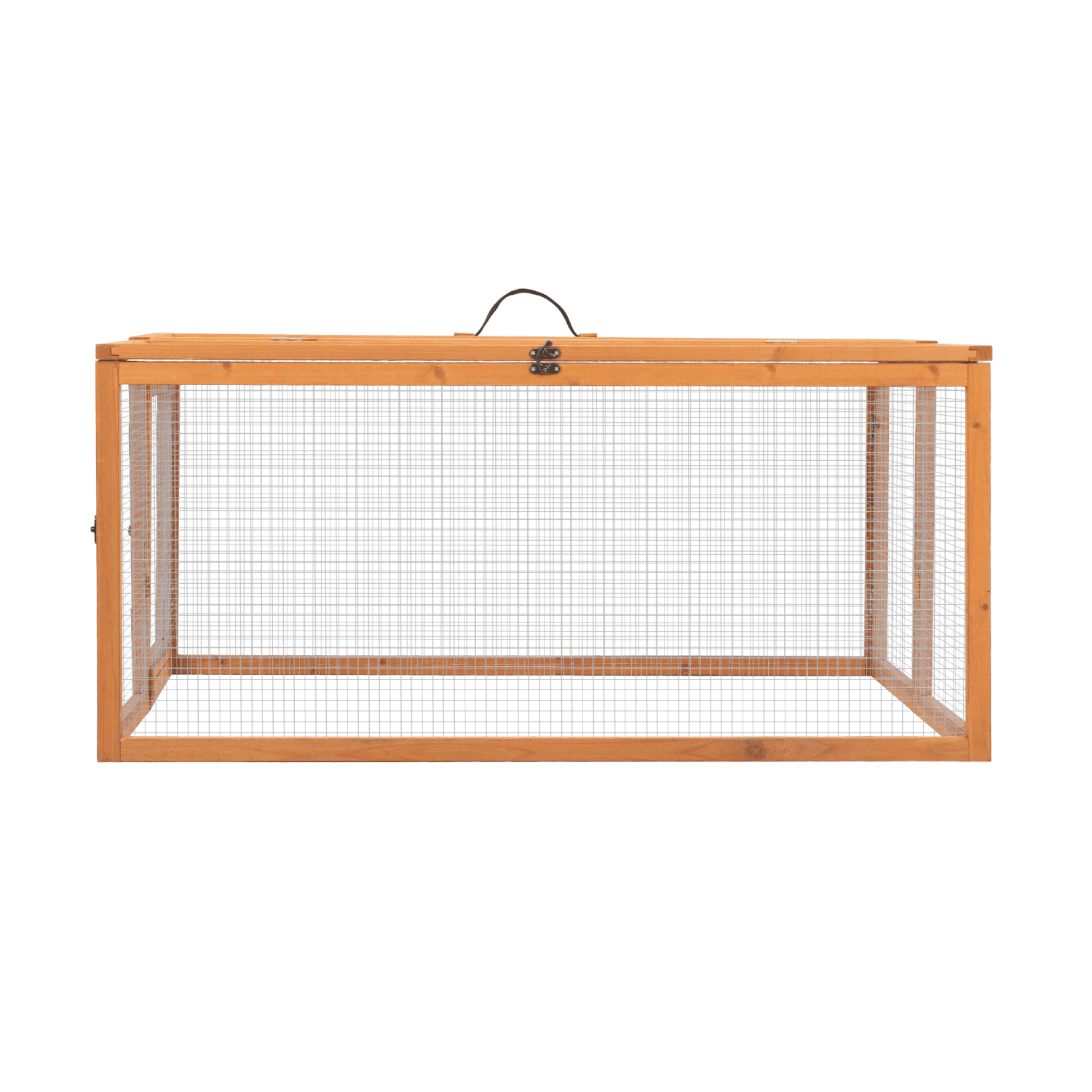 Pefilos 45" Outdoor Bunny Cage Folding Rabbit Hutch, Chicken Coop with Run, Wooden Poultry Hutch, Orange