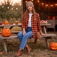 thumbnail image 7 of Textilo Womens Button Down Plaid Shirts Long Sleeve Lapel Collar Shirt with Pockets Blouse Lightweight 2026 Fashion Fall Business Casual Outfits,Orange L, 7 of 7