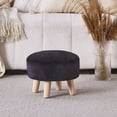 thumbnail image 2 of Round Mushroom Footstool Ottoman – Rabbit Wool Upholstered Small Stool with Solid Wood Legs, Cute Shoe Changing Stool, Step Stool, Sofa Footrest for Living Room & Bedroom Black, 2 of 7