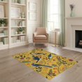 thumbnail image 2 of ODIKA 4'x6' Yellow Vibrant Avian Paradise Garden Washable Area Rug Elegant Floral and Bird Motifs with Lush Foliage for Dorm Room, Small Living Stain Resistant Low Profile, Easy Care, 2 of 7