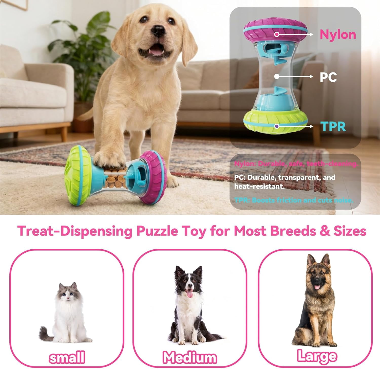 Interactive Dog Puzzle Toys for Small Medium Large Breed - Durable Smart Puppy Enrichment Dogs Toy to Keep Them Busy, Mental Brain Stimulation Treat Dispensing Training & Slow Feeder Purple