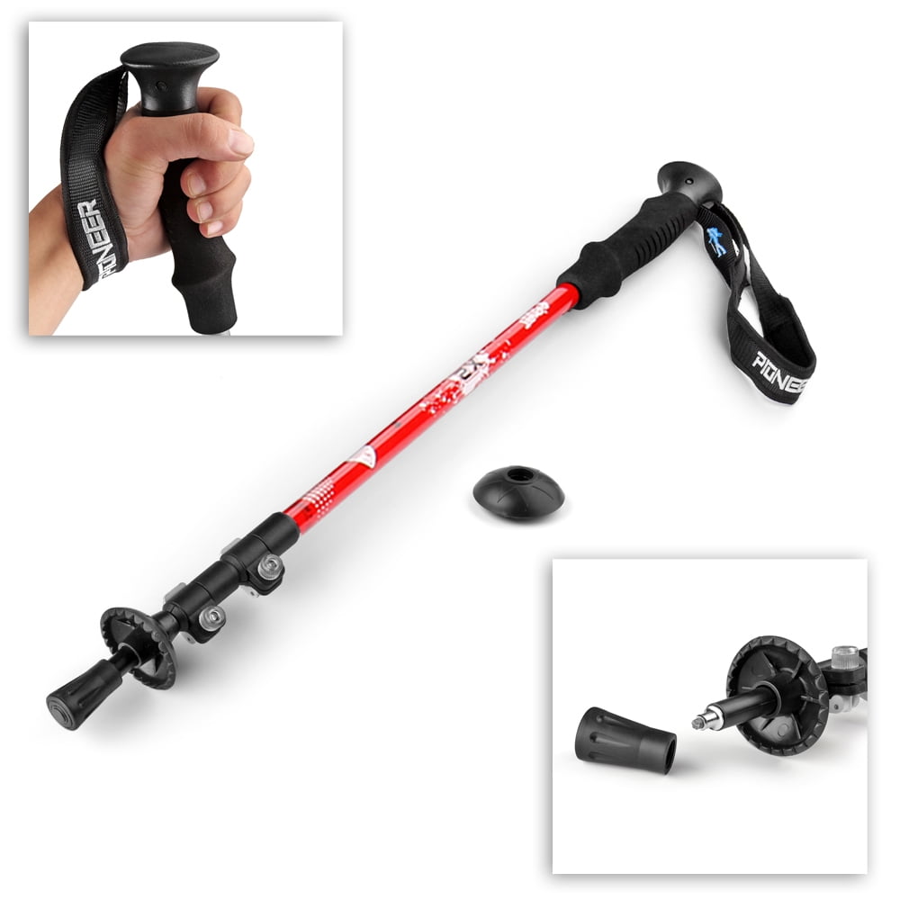 Trekking Pole Walking Stick (Red) Collapsible Retractable 24"54
