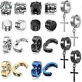 thumbnail image 4 of 10 pares de aretes magnéticos Shaofei de acero inoxidable unisex con circonita cúbica, 4 of 5
