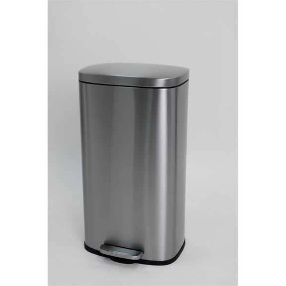 Totti 8 Gallon Metal Trash Can with Soft Closing Lid in Stainless Steel Matte