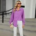 thumbnail image 4 of SWSMCLT Women's Button Up Shirt Fashion Blouse Long Sleeve Fall Loose Holiday Winter Drop Shoulder Long Top Purple Small, 4 of 5
