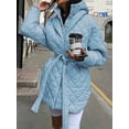 thumbnail image 5 of Inadays Women Quilted Jacket Winter Wadded Coat Long Sleeve Jackets Button Down Outerwear with Removable Hood Puffer Coats with Pockets, Blue, M, 5 of 5