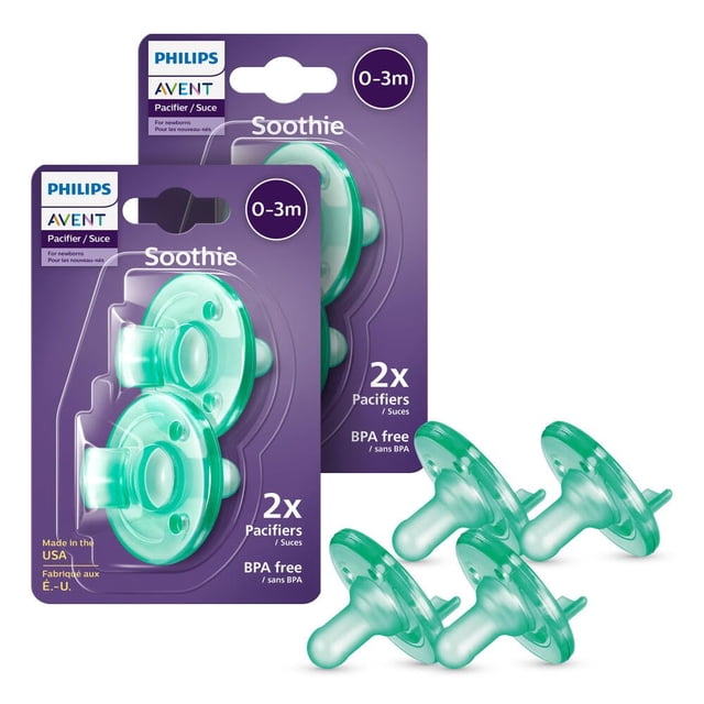 Chupetes para bebés AVENT Soothie de 0 a 3 meses de ortodoncia, paquete de 4