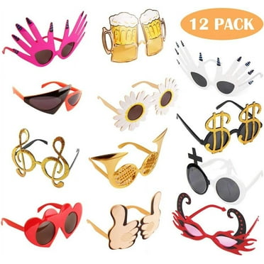 Funny Glasses Party Sunglasses Costume Sunglasses Masks,12 Pack Cool Shaped Funny Party Glasses,Photo Booth Props Sunglasses
